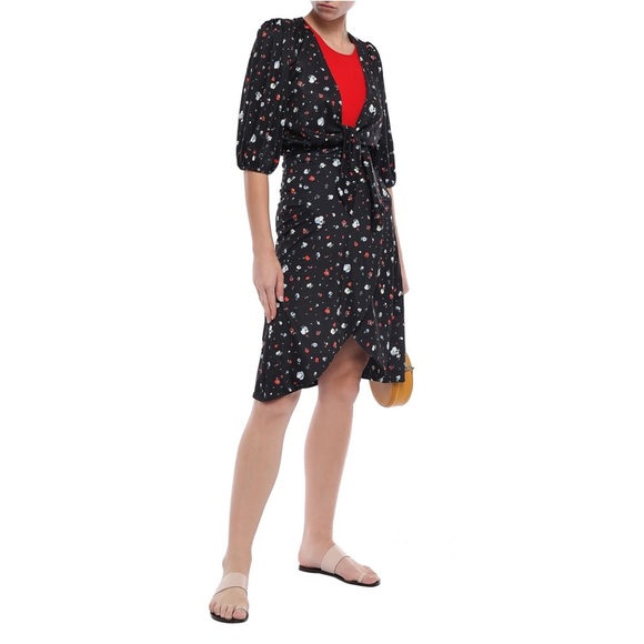 Ganni cropped Tie front-floral shirt Size 2 - Picture 2 of 11